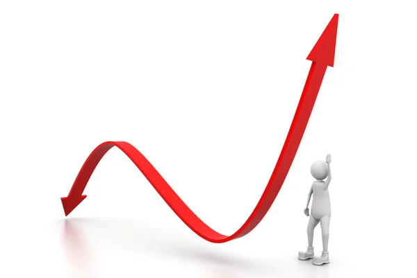 Växande business diagram med en man — Stockfoto