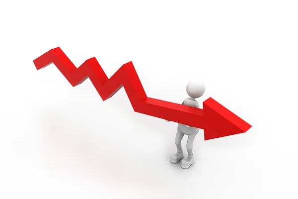 Zakenman bedrijf dalende grafiek — Stockfoto