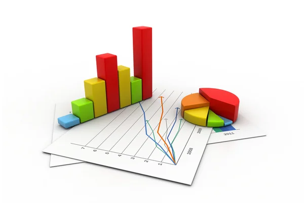 チャート付きのビジネスグラフ — ストック写真