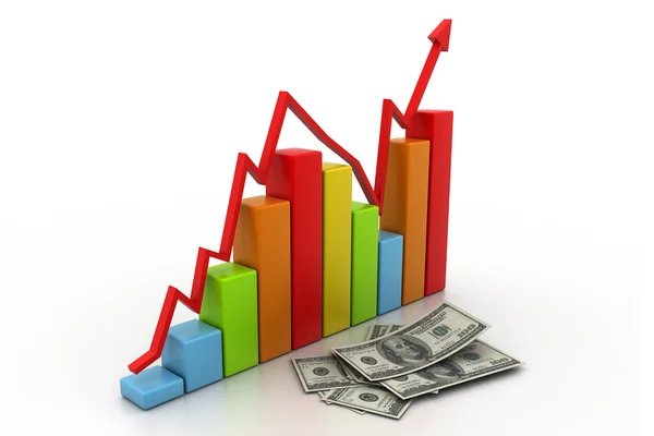 Business graph with money — Stock Photo, Image