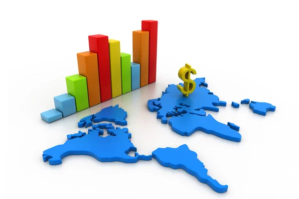 Business graph with world map — Stock Photo, Image