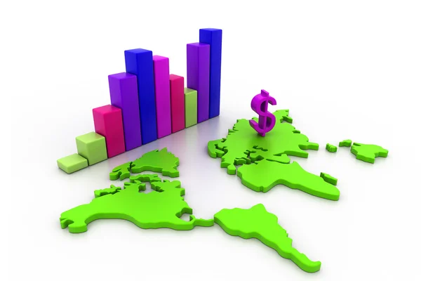 Gráfico de negocios con mapa del mundo — Foto de Stock