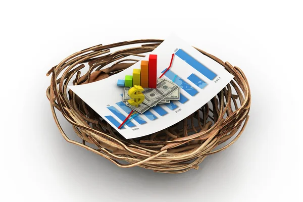 Financiële grafiek in nest. (zakelijke groei concept) — Stockfoto