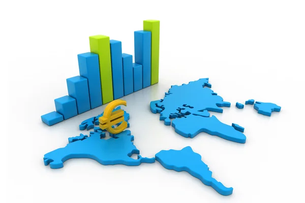 Gráfico de negócios com mapa. (conceito de negócio mundial ) — Fotografia de Stock