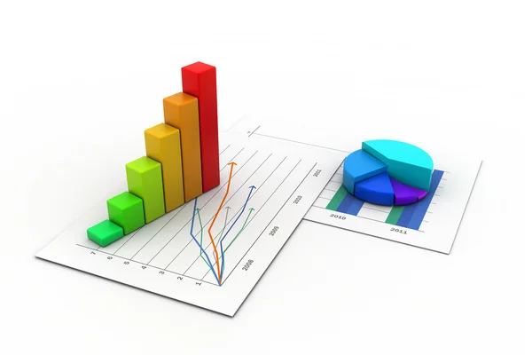 Business graph with chart in white background — Stock Photo, Image