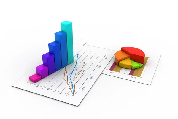 Geschäftsdiagramm mit Diagramm auf weißem Hintergrund — Stockfoto