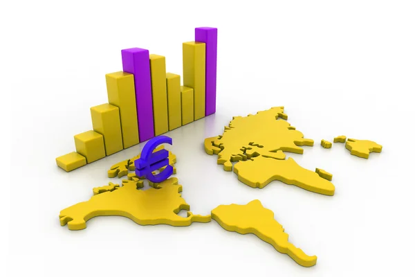 Business graph with map. (world business concept) — Stock Photo, Image