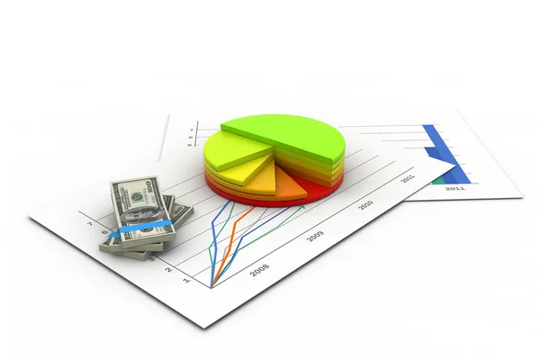 Finansiella diagram med diagrammet i vit bakgrund — Stockfoto