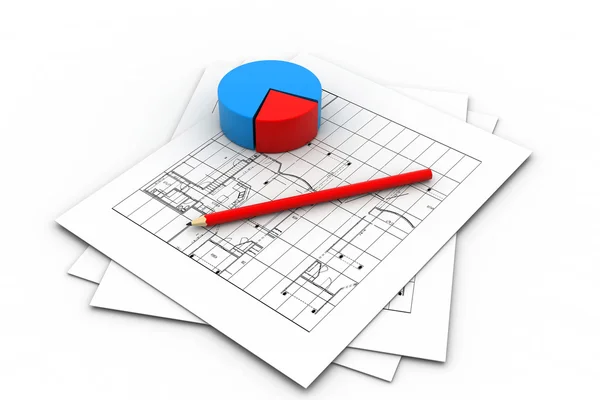 Housing Project and Pie Chart — Stock Photo, Image