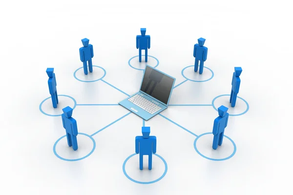 Business network with computer — Stock Photo, Image