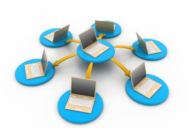 bilgisayarı ağdan beyaz zemin üzerine