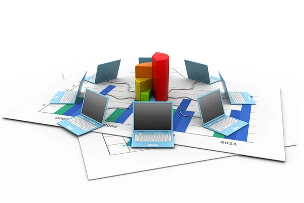 Computer network in business graph — Stock Photo, Image