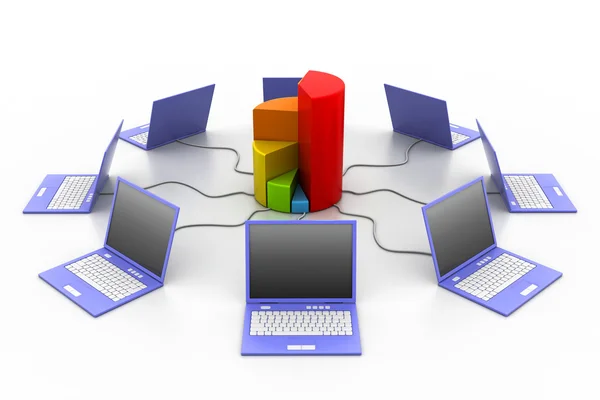 Computernetzwerk im Geschäftsdiagramm — Stockfoto