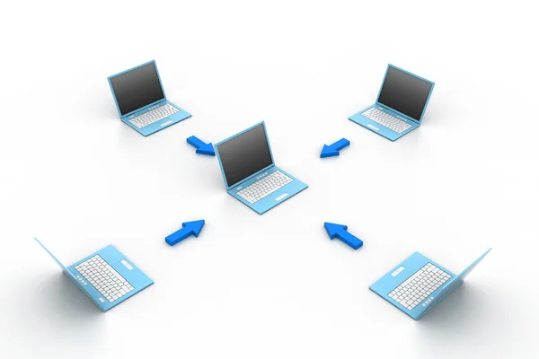 Computer network in white background — Stock Photo, Image