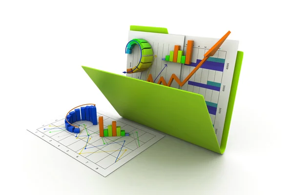 Folder with business chart and graph — Stock Photo, Image