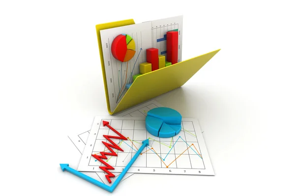 Folder with business chart and graph — Stock Photo, Image