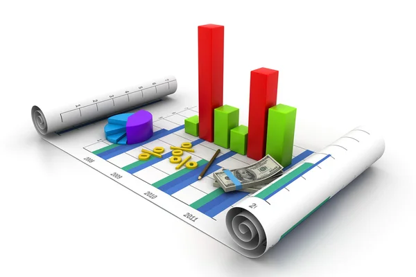 Business graph chart and money — Stock Photo, Image