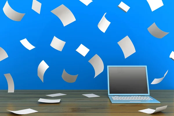 Computer and documents — Stock Photo, Image