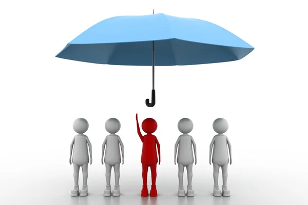 Tým stojící s deštníkem v bílém pozadí — Stock fotografie