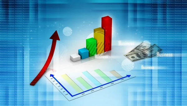 Diagram som visar ökning av vinster eller inkomster — Stockfoto