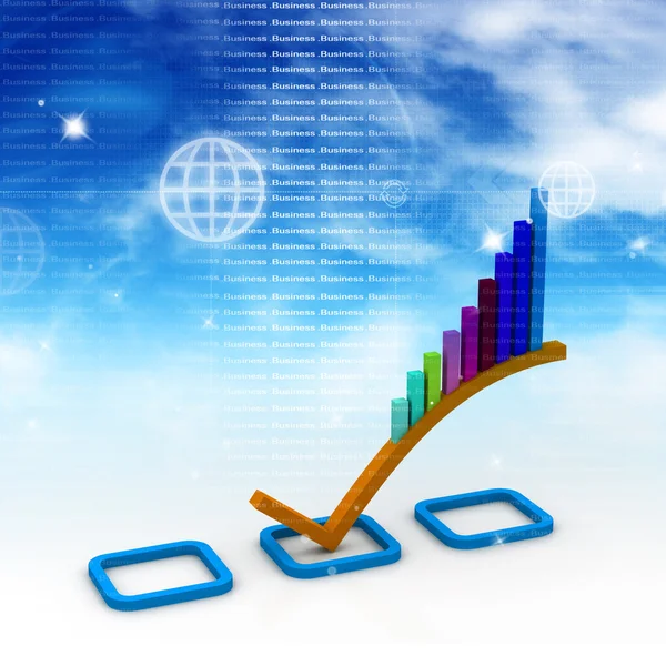3d Business graph in abstract background — Stock Photo, Image