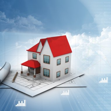 bir plan üzerinde ev modeli