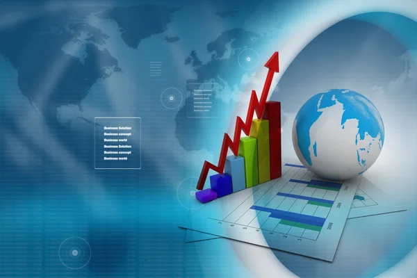 Gráfico de negocios con gráfico en fondo azul abstracto — Foto de Stock