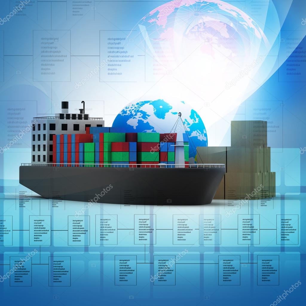 Digital illustration of World cargo transport concept