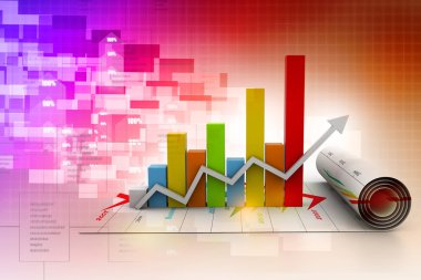 3D iş büyüme grafik dijital arka planda