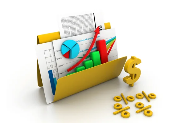 Business diagram och diagram i mappen — Stockfoto