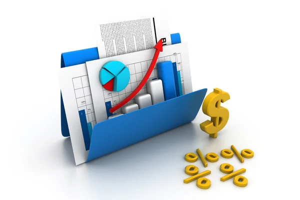 Geschäftsdiagramm und Diagramm im Ordner — Stockfoto