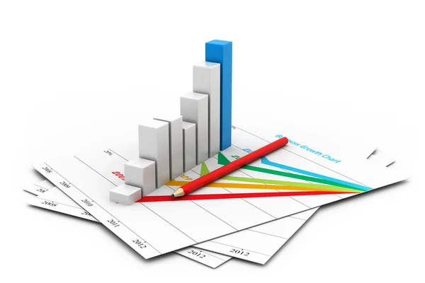 Forretning diagram med vækst graf - Stock-foto