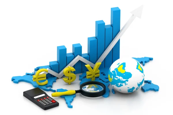 Análisis del gráfico de negocios mundiales — Foto de Stock