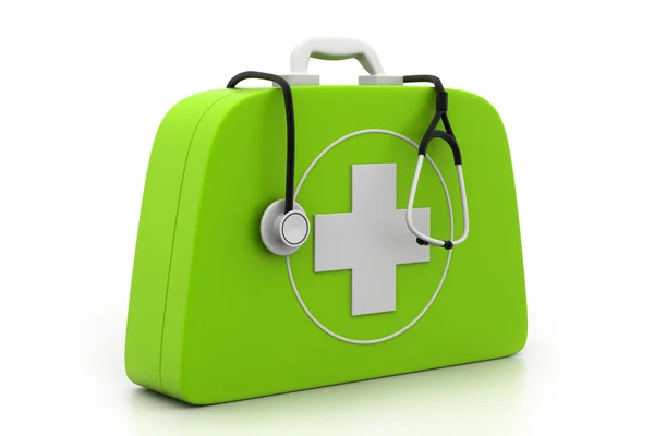 Stethoscope and First Aid Kit — Stock Photo, Image
