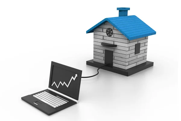 Växande hem försäljning. (Online fastigheter koncept) — Stockfoto