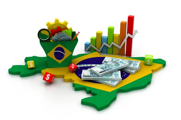 Análisis financiero con gráficos y datos en Brasil — Foto de Stock