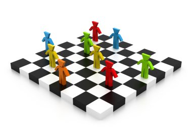 iş insanları rekabet satranç tahtası üzerinde