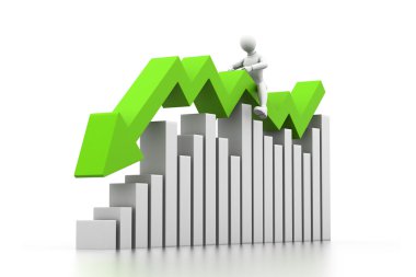 aşağı ok grafik üzerinde hareket işadamı