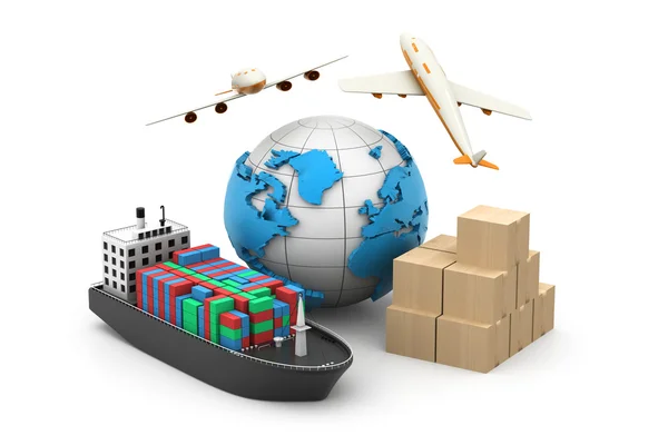 3d World cargo transport concept — Stock Photo, Image