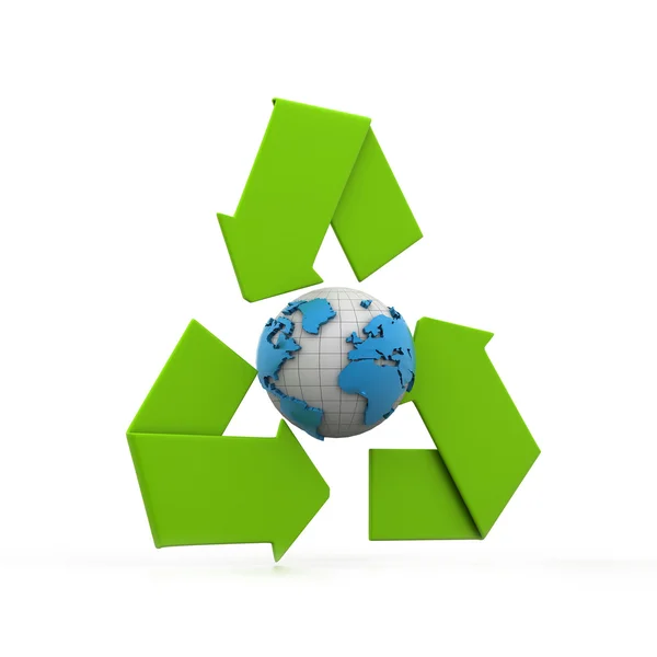 Recycle icon covering eart — Stock Photo, Image