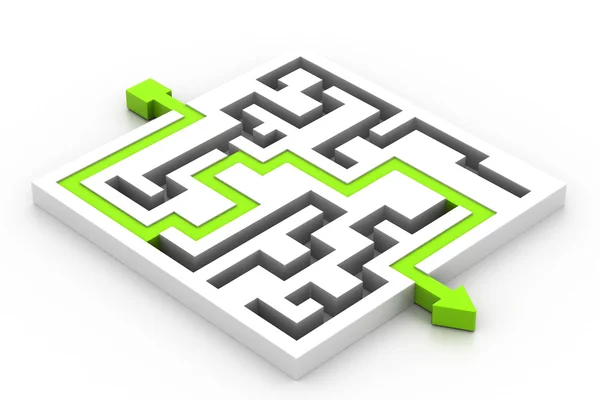 Maze puzzle solved — Stock Photo, Image