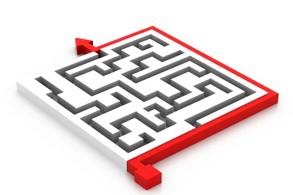 Maze puzzle solved — Stock Photo, Image