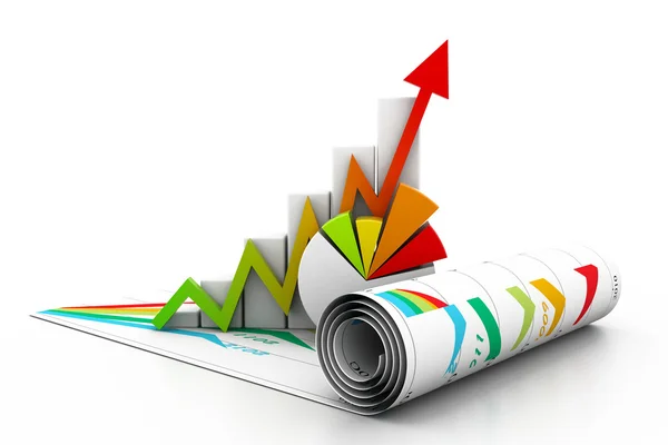 Gráfico de crescimento de negócios 3d — Fotografia de Stock