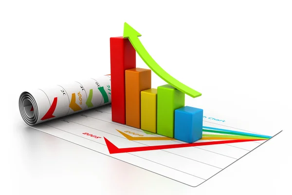 Business chart with growth graph — Stock Photo, Image