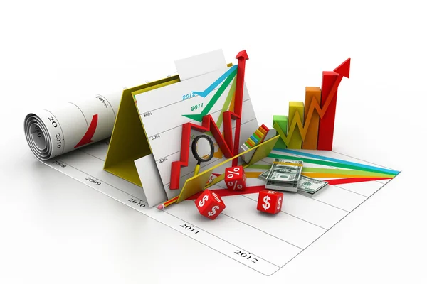 Business graph and chart in folder — Stock Photo, Image