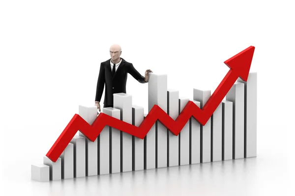 Business man with a growth graph — Stock Photo, Image