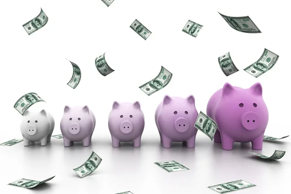 Piggy bank in a row — Stock Photo, Image