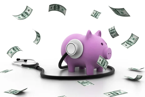 Piggy bank with stethoscope — Stock Photo, Image