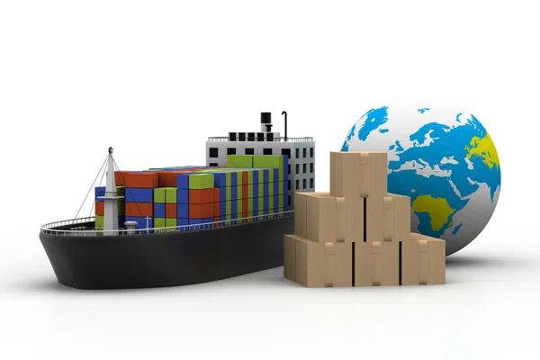 Cargo ship and luggage — Stock Photo, Image