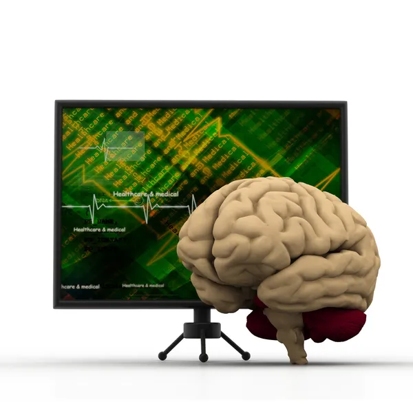 Coração humano com monitor de batimento cardíaco ECG — Fotografia de Stock